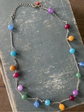 Multicolor Dangle Bead Choker Necklace